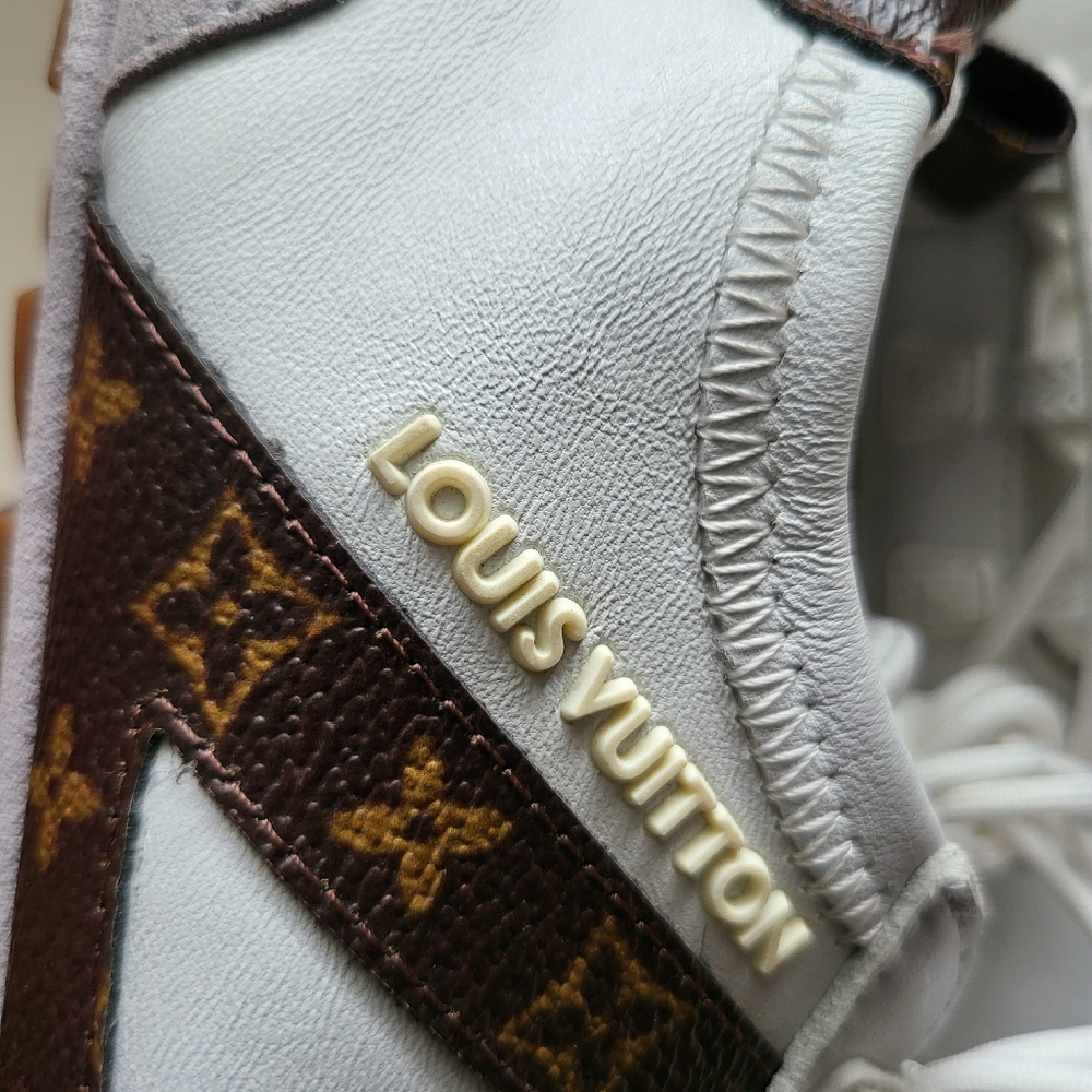 Louis Vuitton White and Brown Sneakers - Picture 9 of 10